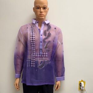 Elegant Purple Men's Casual Shirt